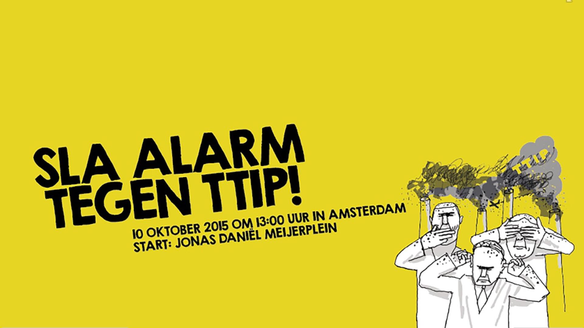 Cartoon Sla Alarm tegen TTIP