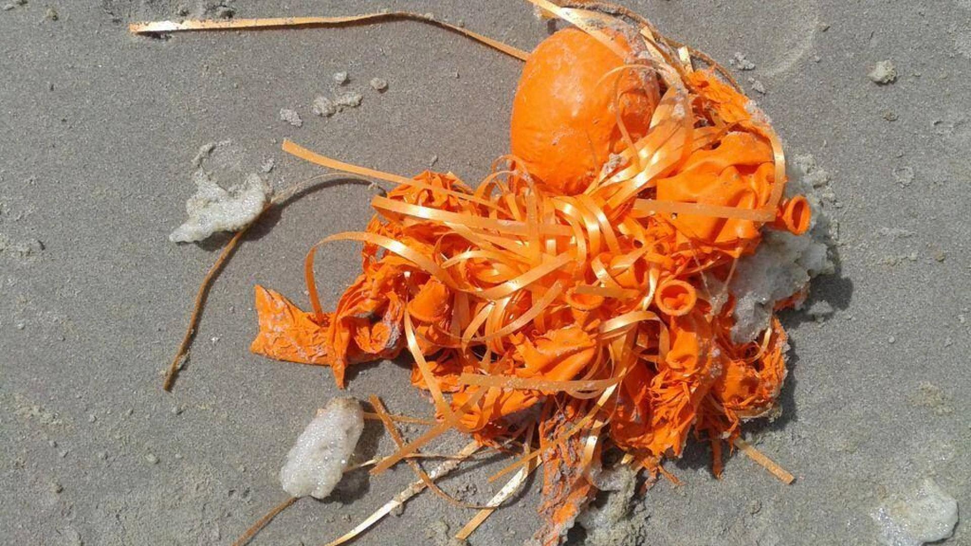 Koningsdagballonnen op strand